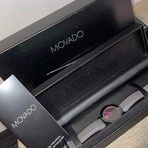 Movado Bold Black Pink Dial Ladies Women's Watch